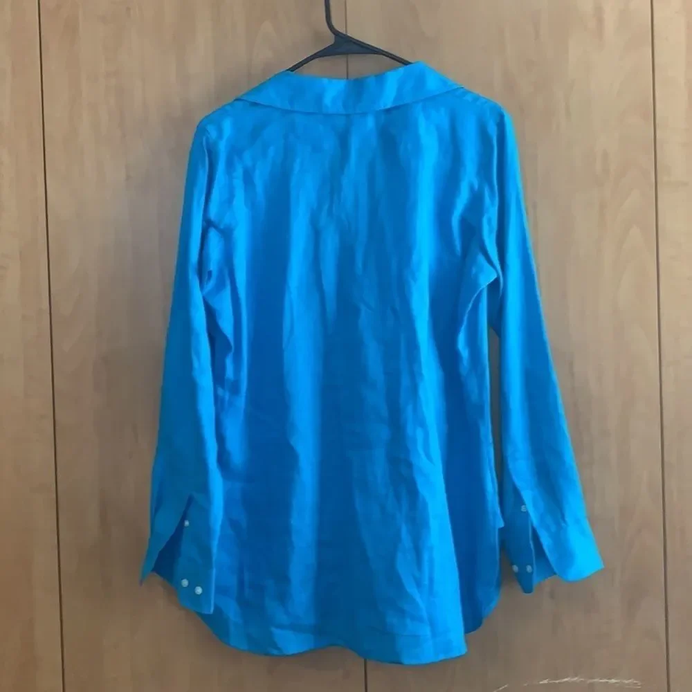 Lauren Ralph Lauren Blue Lace-Up Tunic Top